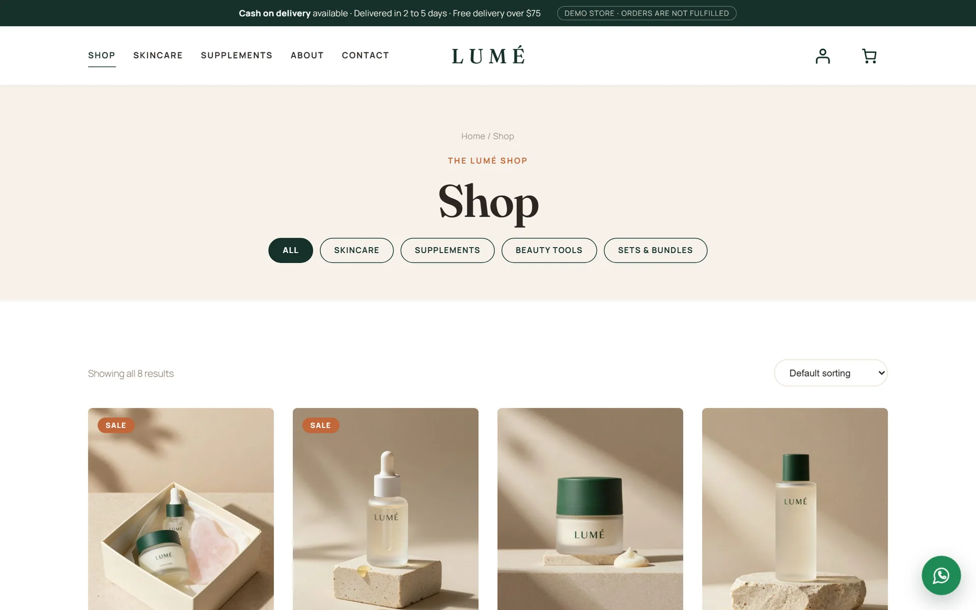 LUMÉ shop page