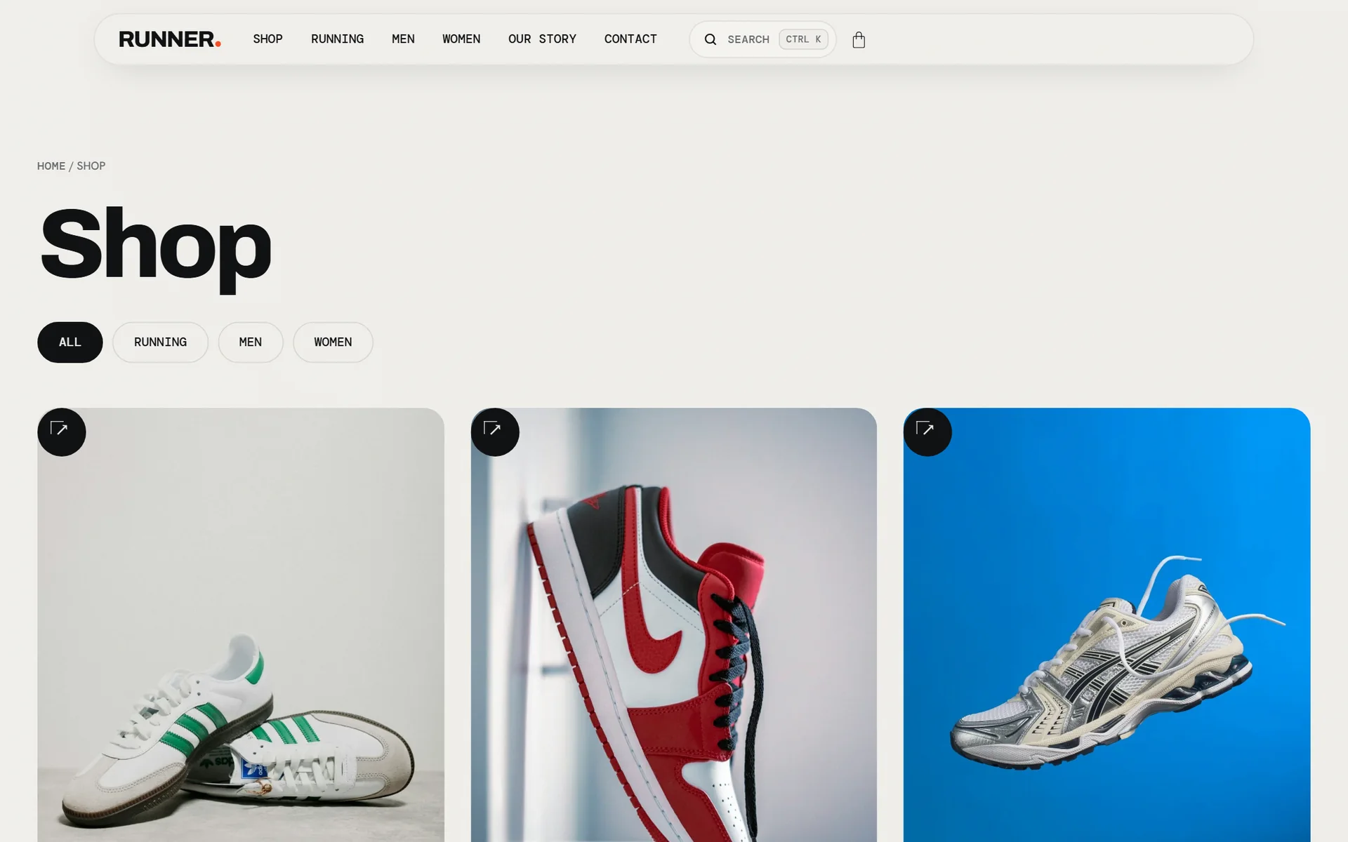 Shoe Runner shop page