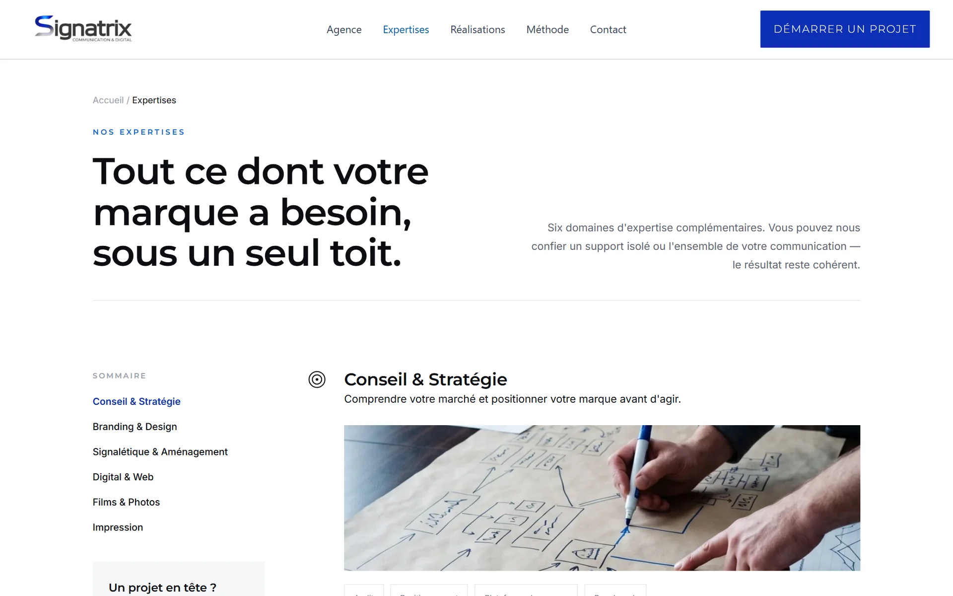 صفحة Expertises في موقع Signatrix
